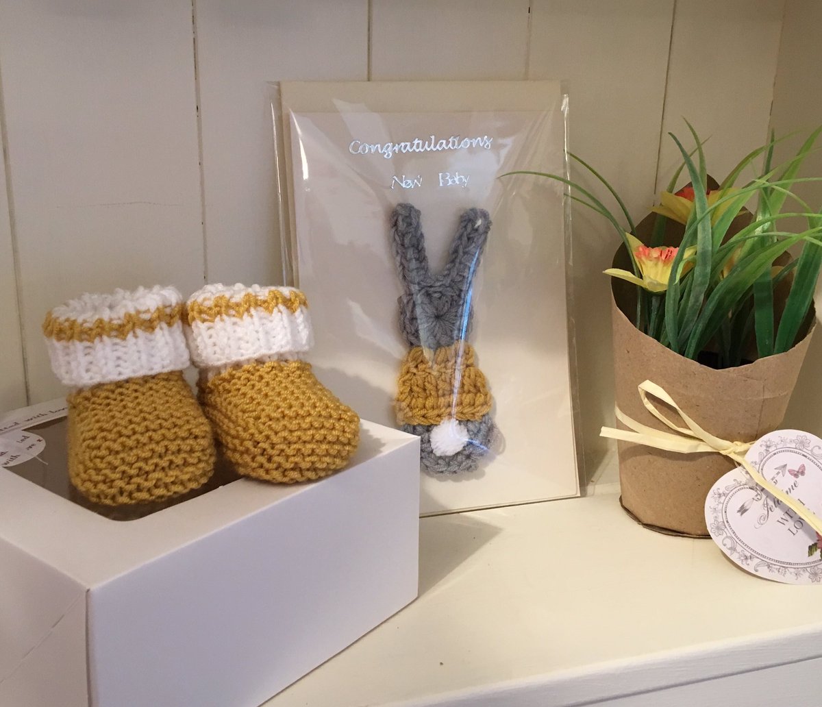 HandKnittedLove's tweet photo. Bit of a Bunny theme going on in the wool shop this season inspired by #kerryjaynedesigns pop in to see lots more little baby gift ideas #woolshop #indie #Frodsham #bunnycrochet #babyblankets #bootees #bestsmallshop2019 https://t.co/2Xlfjvvk48