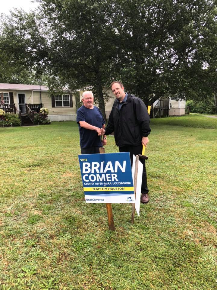 ComerForMLA's tweet photo. Great  day door to door in Tower Road, Birch Grove, and beautiful Port Morien! The support for the @nspc party was incredible, we really appreciate it. Last but not least, here’s a shout out to Greg Maclean, one of the many great people who requested a lawn sign . #nspoli https://t.co/6bjIazBMhC