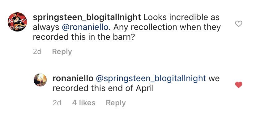 blogitallnight's tweet photo. For those wondering... #Springsteen shot the live version of #WesternStars at the end of April in his 100 year old barn https://t.co/o8ccBiRNds