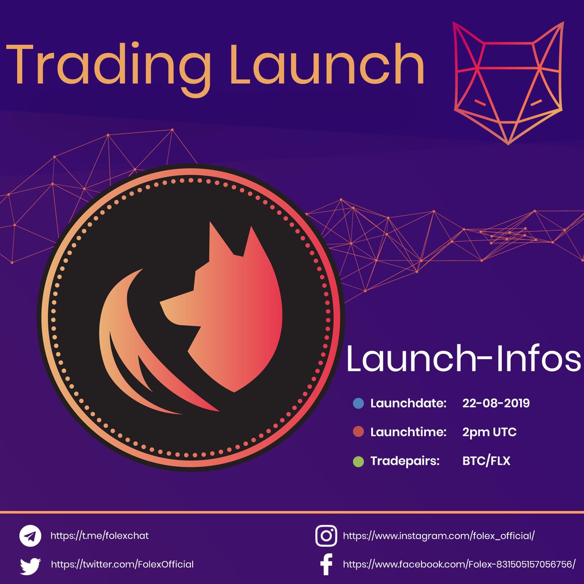 dear community, tomorrow on 22.09.2019 at 2 pm utc, we open FLX trading again. 
t.me/folexchat
#listing #folex #flx #cryptotrading #cryptocurrency #Exchange