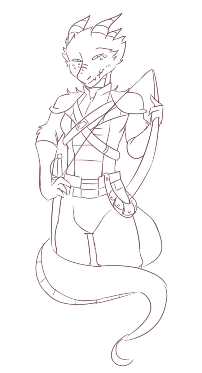 maqqu's tweet photo. And two sketches to finish it off, my #DnD character from a one-shot I played and an open shirt lesbian I love. https://t.co/zZNtvP6vJ2