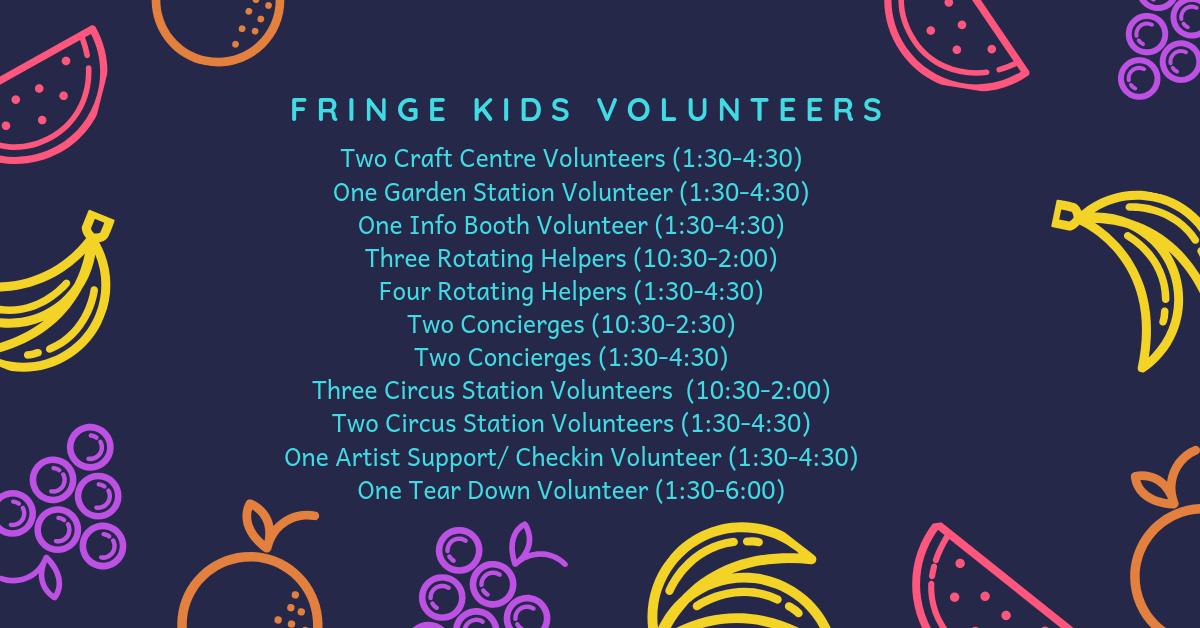 Do clear up your calendars for Saturday the 24th, first to see Story Theatre Co and second come Volunteer!
Sat Aug 24, 11am - 4pm Volunteer and get free tickets to see Fringe shows (and pizza)!
 volunteer@intrepidtheatre.com or call the volunteer centre (250 590 0394).