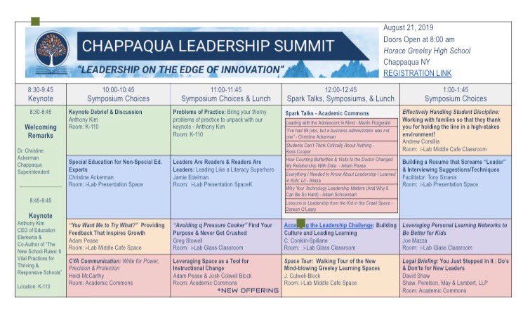 jennkthompson's tweet photo. Another inspirational day in Chappaqua. I’m really loving spark talks and wondering what it would look like in the classroom. Who at CCSD wants to try it with me??? #WeAreChappaqua #CHAPLS19 https://t.co/VXBVASmSWA