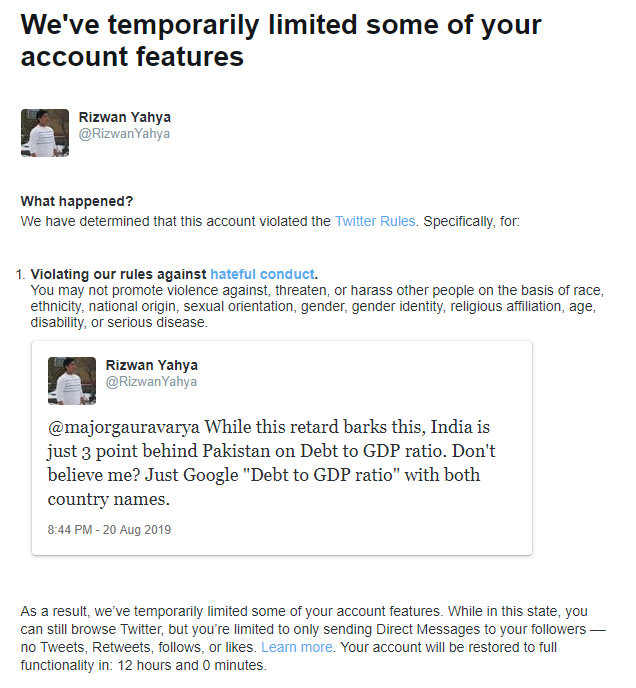 RizwanYahya's tweet photo. Attn: @jack @twitter @TwitterSupport @TwitterUK @brucedaisley @OfficialDGISPR @PTIofficial
Why was my account locked on attached tweet?
Is Twitter supporting inhumane murdering of 1000s in #Kashmiri? & is therefore restricting voice against #AdolfModi's #NewNaziRSS actions? https://t.co/0ARddlNmy3