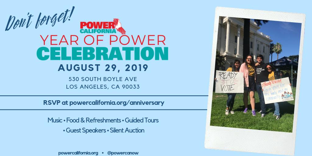 PowerCANow's tweet image. Our one year anniversary event, Year of Power, is coming on Thurs, 8/29! Don’t forget to join us for speakers, music, tours, and a silent auction, as we keep building political power and support for young people of color!

RSVP or donate at powercalifornia.org/anniversary  #YearOfPower