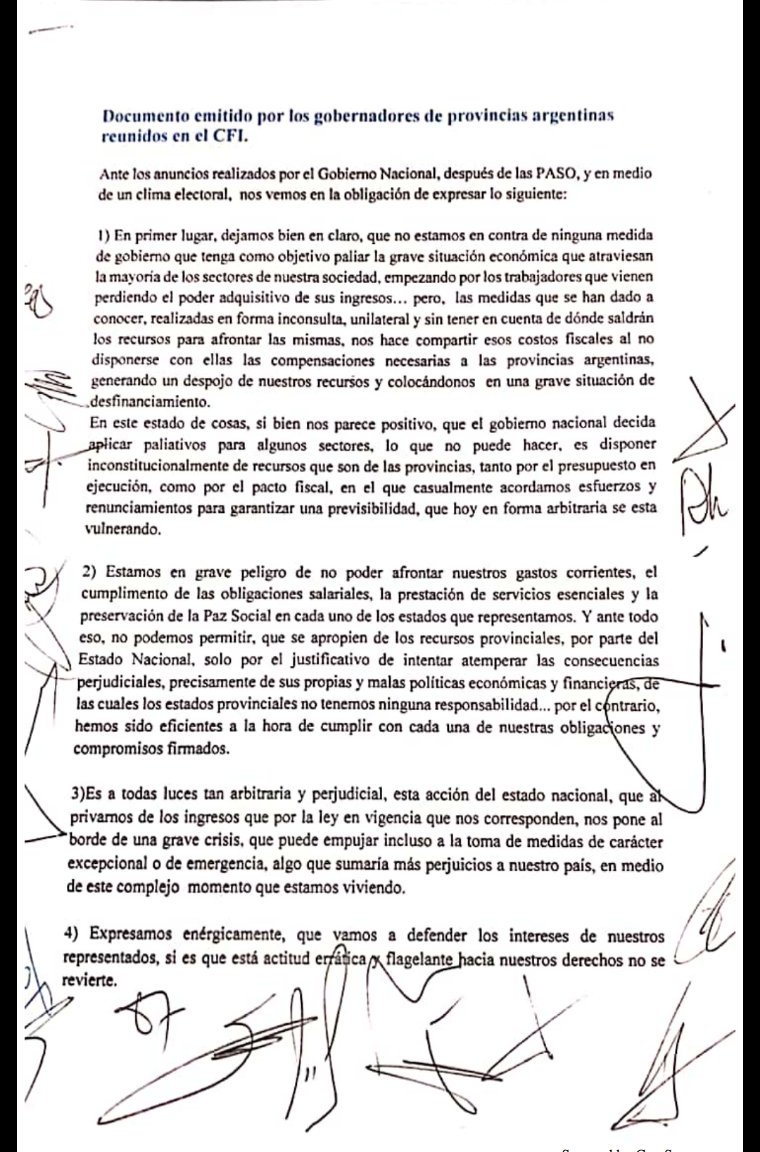 anguacurari's tweet photo. Exclusivo de Agencia de Noticias Guacurarí.... Documento emitido por los gobernadores de provincias argentinas reunidos en el CFI
#ANGuacurari https://t.co/HZq3eo7mOc