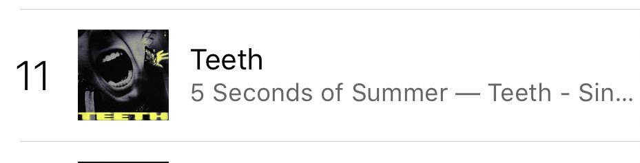 Global5SOS's tweet photo. #TEETH is currently ranked #11 on the US iTunes chart 🔥 https://t.co/YQ94aYqQz2