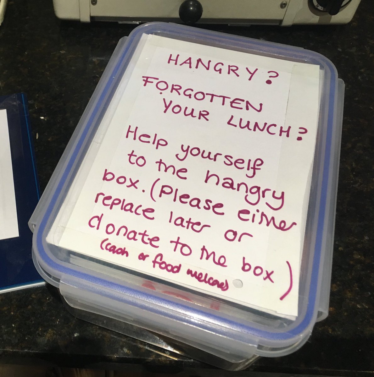 cleoneriad's tweet photo. Quality improvement projects off the ground 👌🏻 if you think this is a good idea that would work where you work then retweet, share the love. It’s ok to recognise you get hangry but do something about it! #hangry #honestybox #jobbook #juniordocs #qip https://t.co/uIL1hQElpC