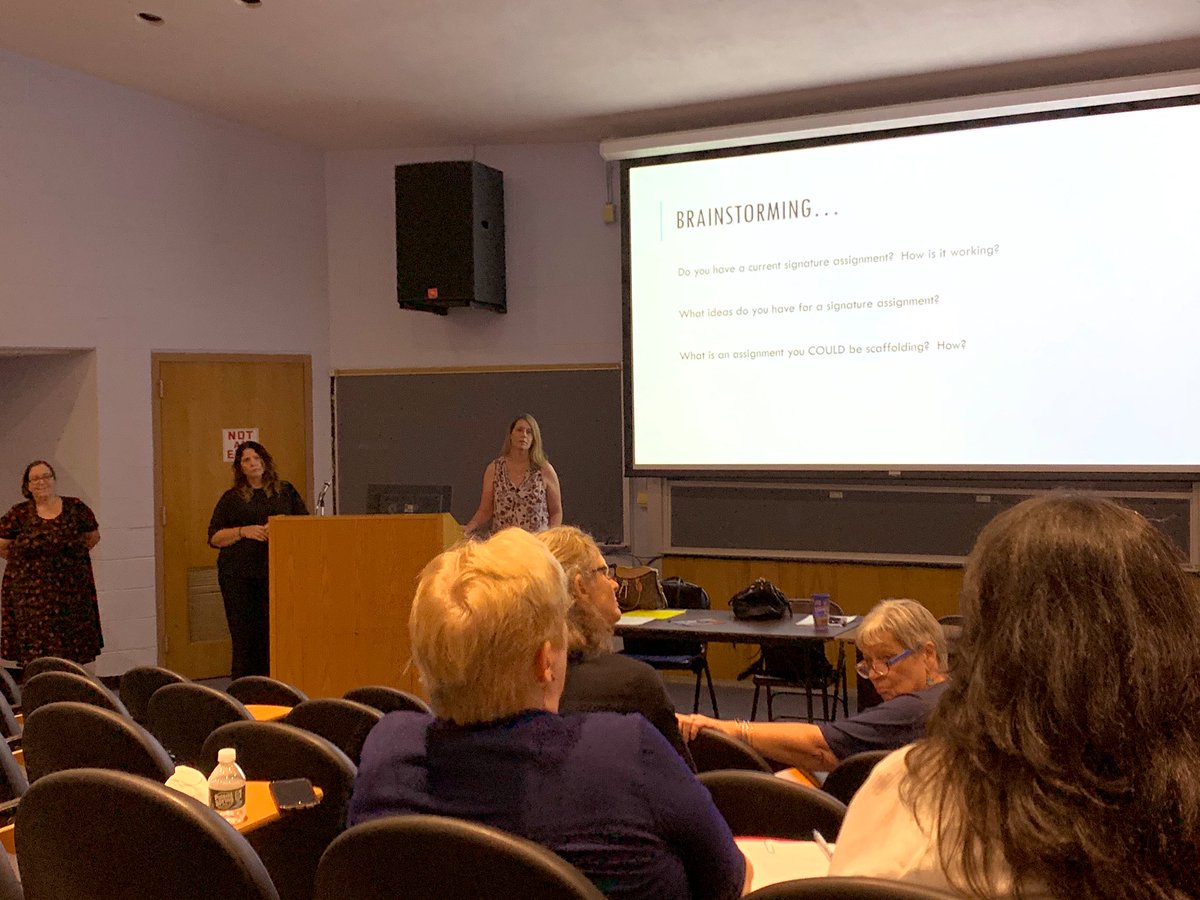 ehackman's tweet image. @SUNY_Orange faculty and staff engaged in thoughtfully designed, #inspirational workshops today as we gear up to welcome students next week! #assignmentdesign #sustainablescheduling #growthmindset #studentsuccess #careerconnections #professionaldevelopment #SOEX