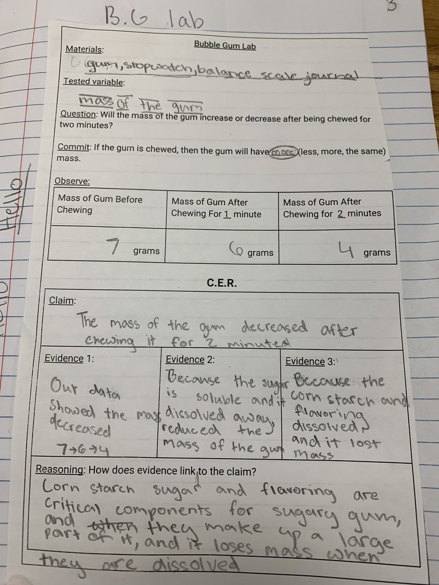 TollingerT's tweet image. Wouldn’t be 5th grade science without  The Bubble Gum Investigation! 🍬🤓@RiddleElem #elemscience #CER