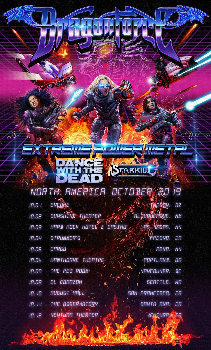 Let's kick off the new album by playing some shows on the West Coast with <a href="/DWTDmusic/">DANCE WITH THE DEAD</a> <a href="/StarkillBand/">Starkill</a>
Tickets/VIP dragonforce.com/shows
#ExtremePowerMetal out Sep 27th! Pre-order now 😁🎶🎸👍🤘