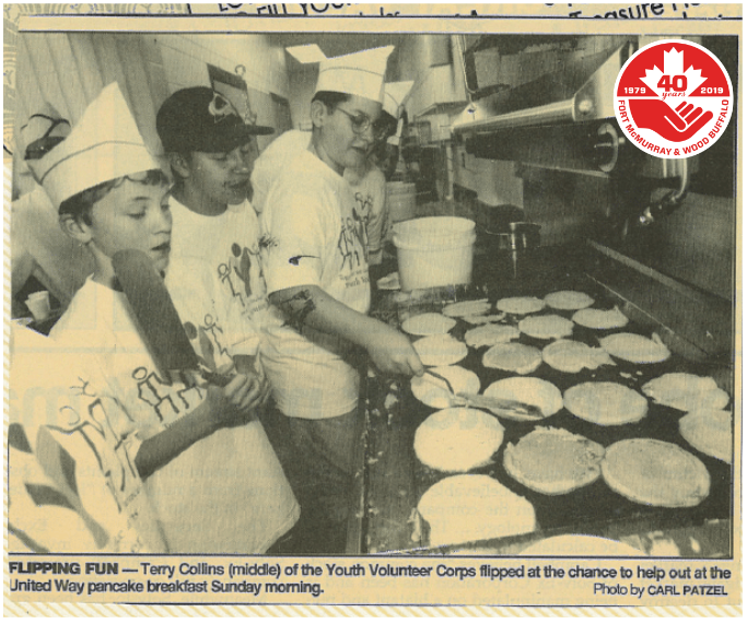 FMWBUnitedWay's tweet photo. Pancakes are even tastier when they're made with (local) love! Flashback to 1996 and #YMM @YVolunteerCorps serving up breakfast for United Way!
#40YearsofLocalLove #LocalLoveYMM https://t.co/adlz6cTpee