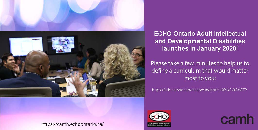 So excited to be planning a new ECHO Ontario program in Adult Intellectual and Developmental Disabilities with <a href="/ECHO_ONMH/">ECHO Ontario Mental Health</a> &amp; @SPCToronto !  Please share your feedback with us as we plan for our January 2020 launch: edc.camhx.ca/redcap/surveys…