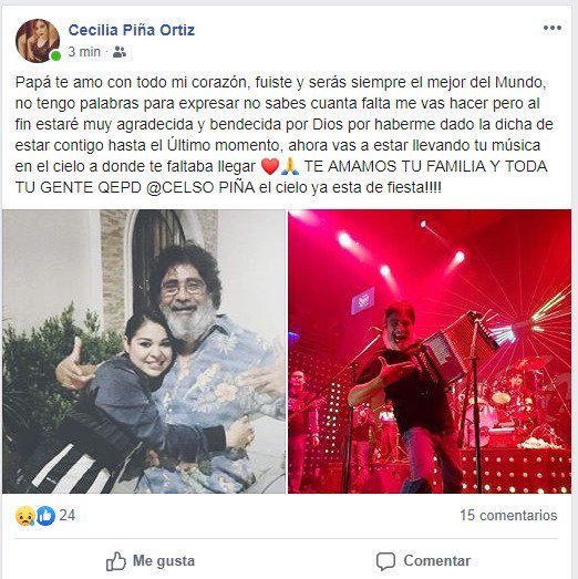 JudithMedrano's tweet photo. Así se despide la hija de Celso Piña:

LosCaminosDeLaVida...

#RebeldeDelAcordeón #QEPD

@MtyFollow https://t.co/RbdeVSlB2j