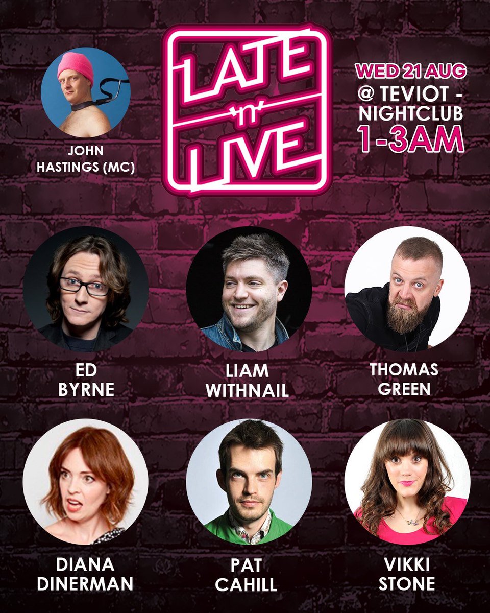 It's another crackin' lineup tonight, pals! 👊💥

<a href="/MrEdByrne/">Ed Byrne</a>,  @liamwithnail, <a href="/iamthomasgreen/">Thomas Green</a> , @ddinerman,  <a href="/patcanbefound/">pat cahill</a> , @vikkistone  &amp; MC <a href="/thejohnhastings/">john “buttface” hastings</a>.  

Limited 241's available at the Box Office. 

Gie it laldy 👉 bit.ly/LATENLIVE2019