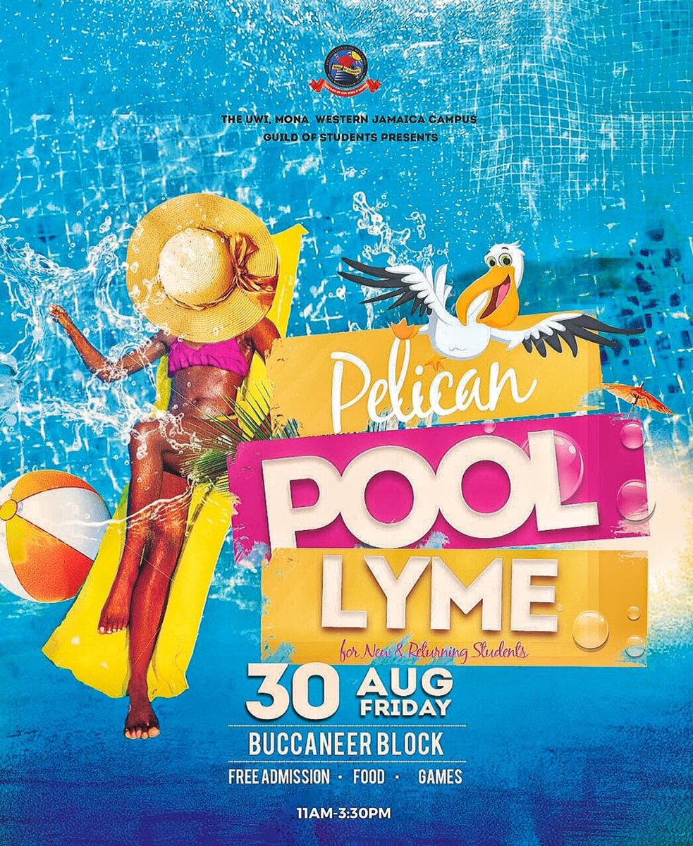 wjcguildnetwork's tweet photo. Thought you could handle this heat?!! WE DID NOT THINK SO! Come vybe with us on August 30th❗It's gonna be a 🔥HOT🔥 event and wen wi seh HOT we nah talk degrees🤯.
This is a UWI Student only event (student ID to enter)
#uwiwjcguild #irepmyguild #freshers #pool #lyme #hot #summer https://t.co/DLPAmAvlzr