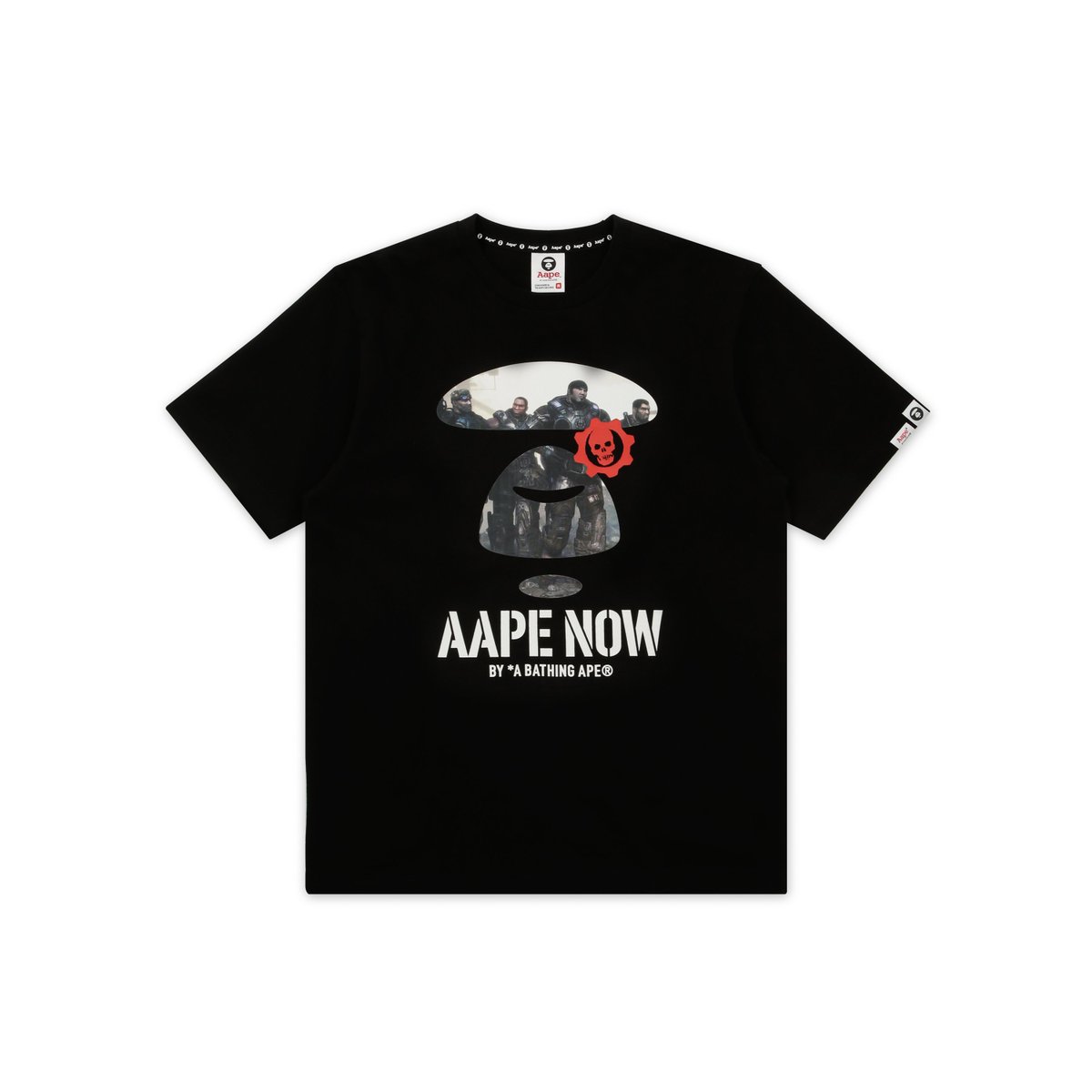 Black APPE shirt with the AAPE logo filled in with Delta Squad
