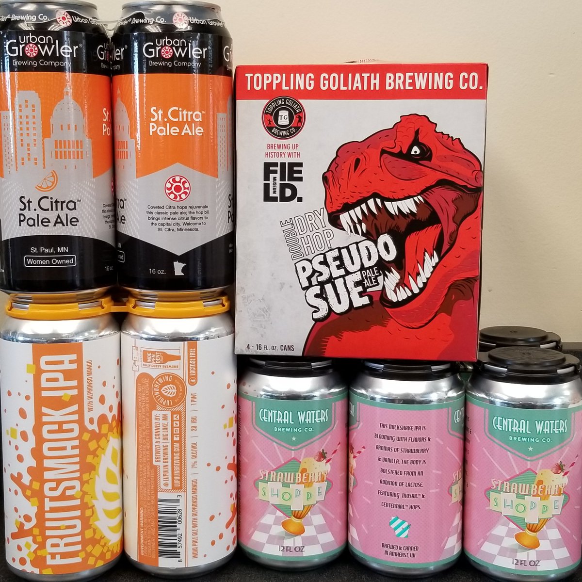 RedLionBrews's tweet photo. St. Citra Pale Ale, Fruitsmack Mango IPA, Strawberry Shoppe Milkshake IPA &amp; DDH Pseudo Sue are in ! https://t.co/y24nqbCnbI
