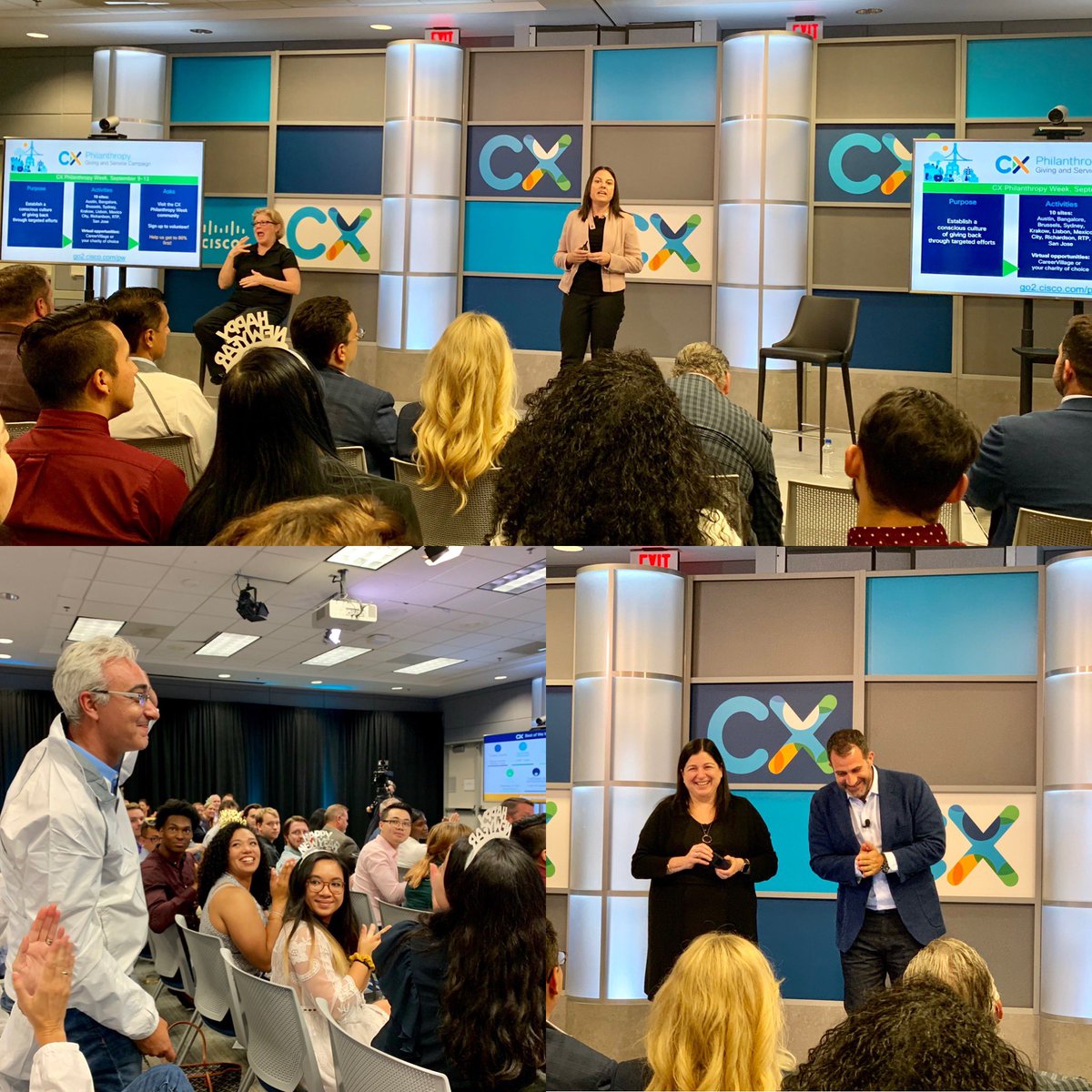 VarshaKanwar's tweet photo. Action-inspiring #CiscoCX #AllHands with trailblazing business updates, exciting #Cisco #IMPACT preview, celebrating #BestOfWe award winners and committing to #BeTheBridge #CommunityOutreach campaign. Extra special to be at #Cisco #RTP with the best #CXPPD ๐ team. #WeAreCisco https://t.co/AHyXo9cLIQ