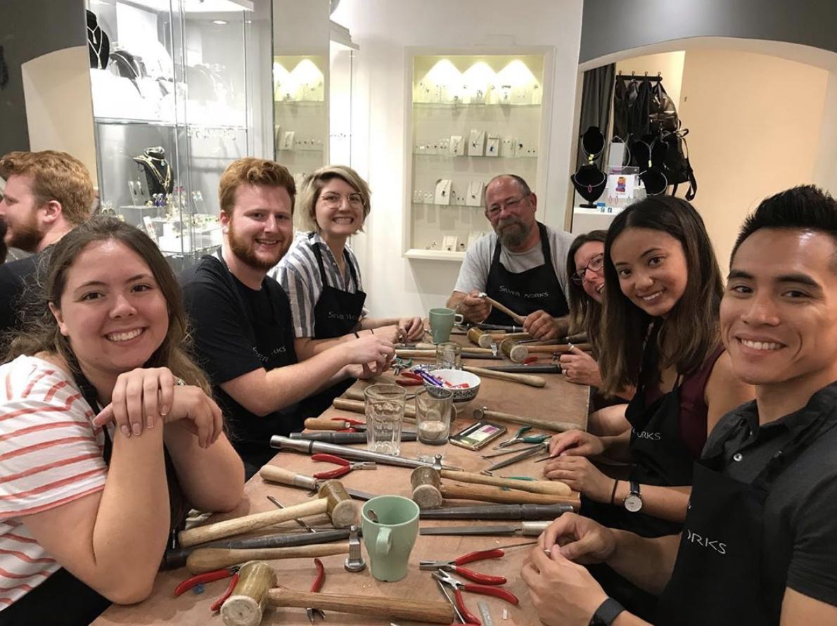 SilverWorks2's tweet image. We love having groups of students and tourist visit us. On this occasion, we also had a lady making a secret engagement ring for her boyfriend!
