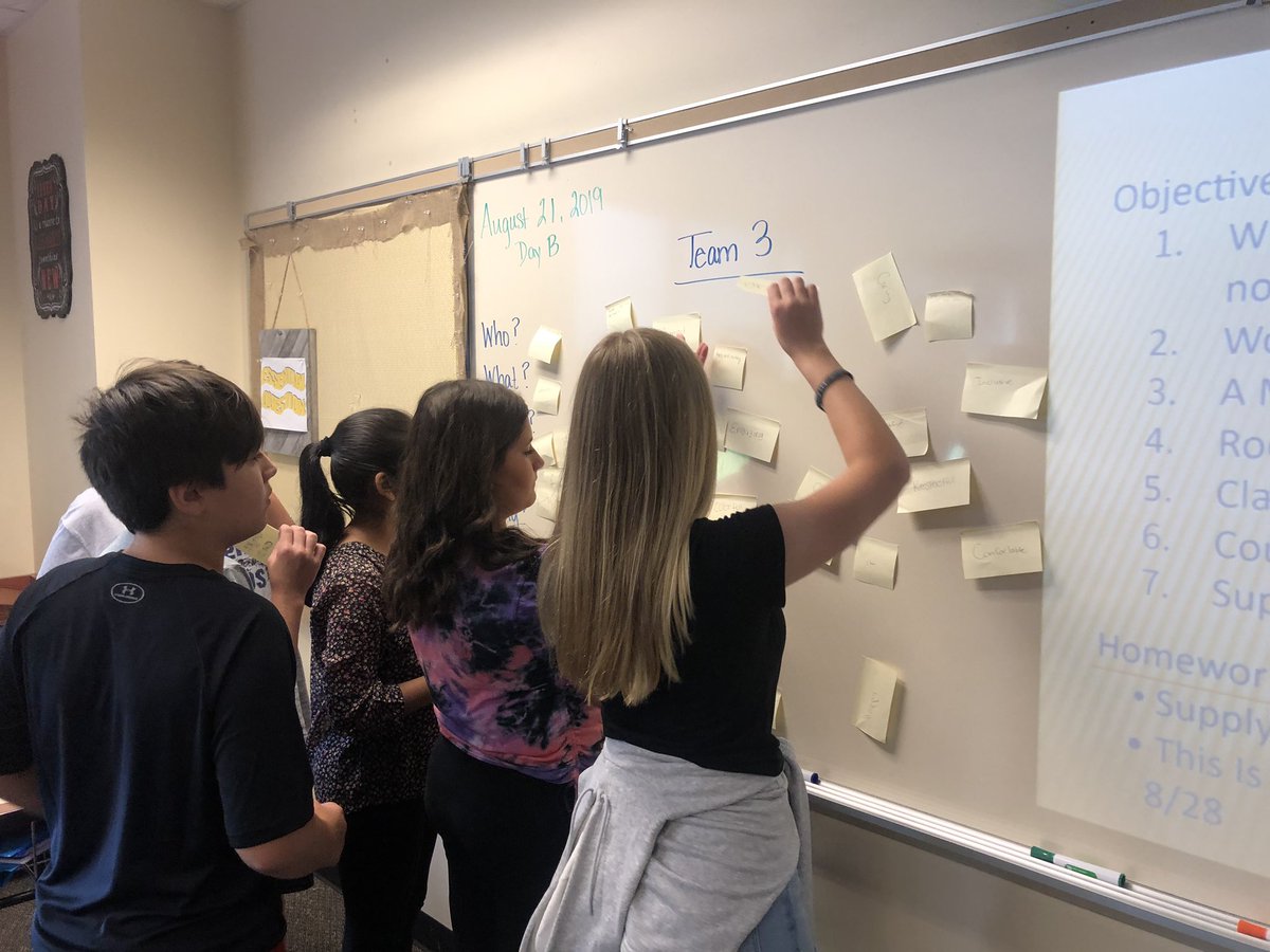 Day 2: How can we foster a successful learning community?  Students brainstormed, sorted, and categorized in order to have their own voice heard in classroom protocols.  #sfms #studentvoice #classroompromise