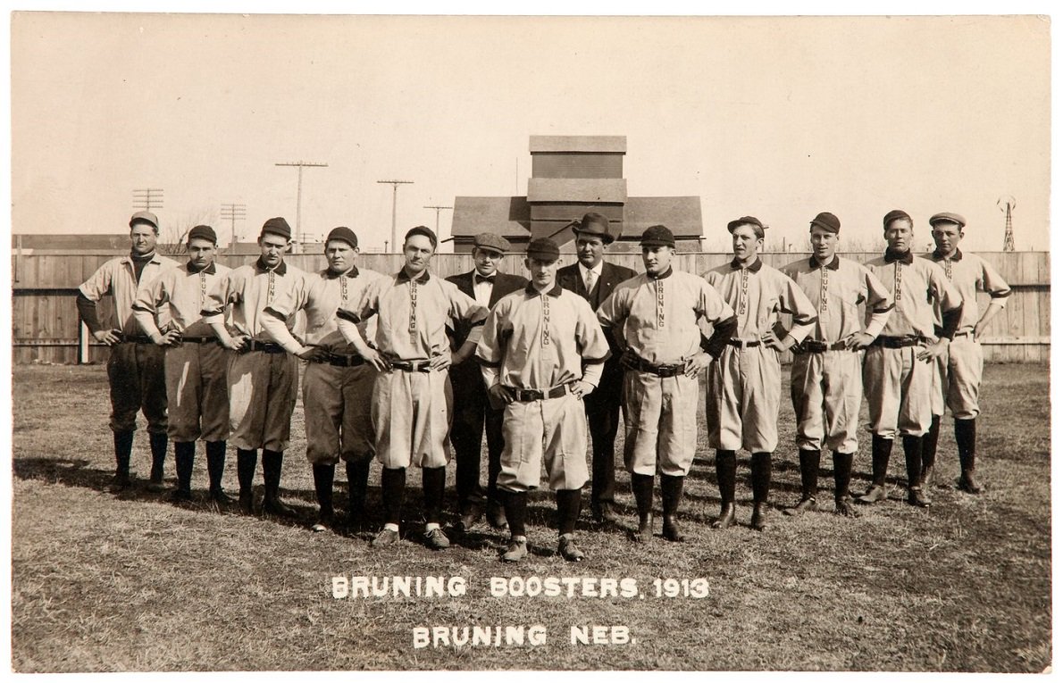 HakesAuctions's tweet photo. Bidding on this #realphotopostcard depicting the 1913 #BruningBoosters #baseball team out of #Bruning #Nebraska ends tonight at @HakesAuctions! Bids start at just ONE DOLLAR! Don't miss it! ⚾⚾⚾ https://t.co/AdYka77Xqs
#RichardMerkinCollection #postcard #auction #BaseballFans https://t.co/B4Rvi1CILk