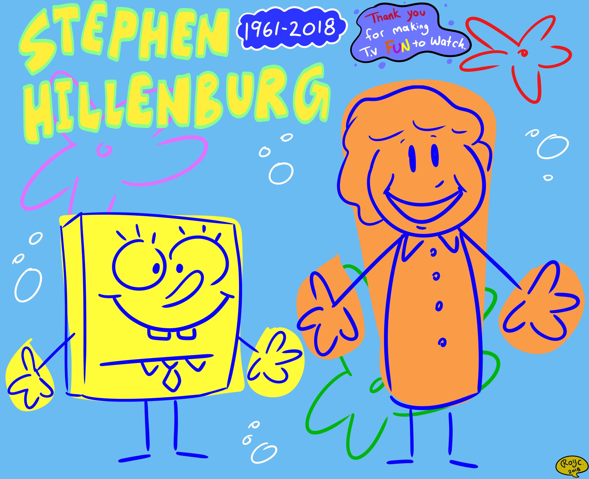 Happy Birthday, Stephen Hillenburg. (A drawing I made Last year). 
