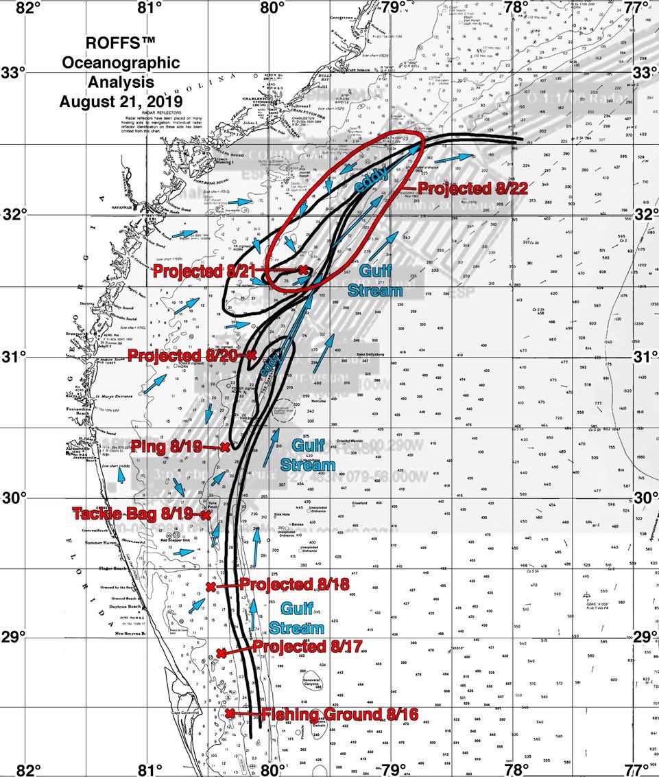 Granmamaa50's tweet photo. Projected path of current fir missing boaters please share #USCG #missingfirefighters #MissingBoaters https://t.co/tvOOhkRlww