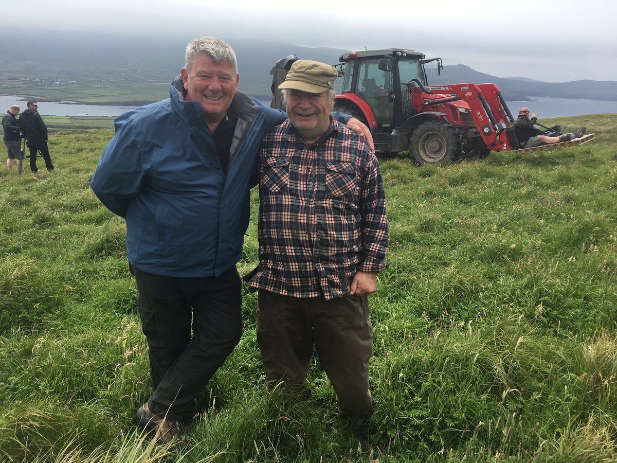 West Kerry sherpa Donnacha “Dee Dee” Ó Corráin and his Massey Ferguson transport @johncreedon ‘s camera equipment to the summit of Ceann Sibéal. The area’s magical lore and landscape features in #CreedonsAtlas this Sunday 6.30pm @RTEOne