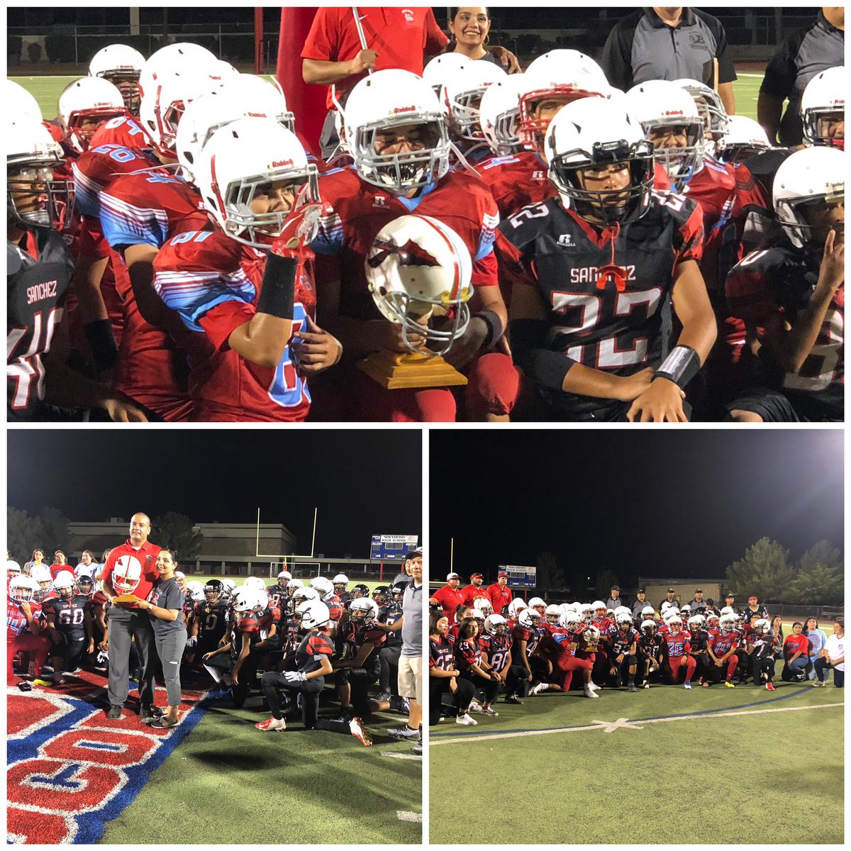 AAcosta9324's tweet photo. Great Night of football congratulations to Socorro MS for their victory and winning The Hemlet #TeamSISD @SSanchez_MS #RedAndStrong https://t.co/ziNdEsroUS