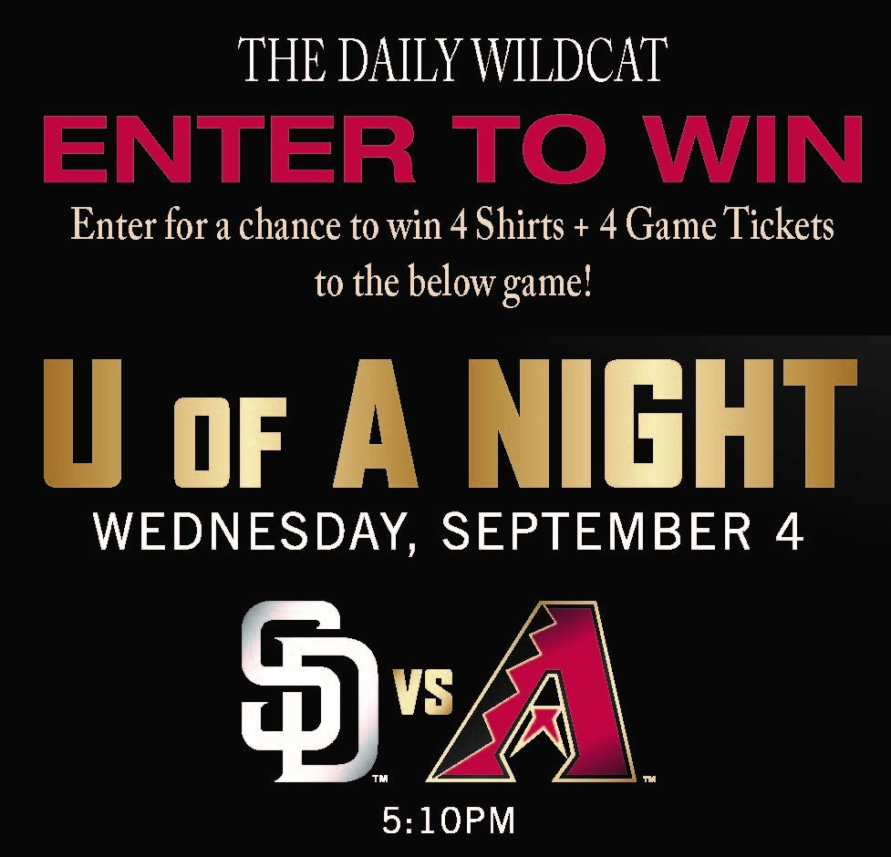 GoWildUA's tweet photo. Welcome Back Wildcats! Enter for a chance to win FOUR Arizona Diamondbacks tickets to the U of A Night Game on September, 4, 2019, plus FOUR hats and FOUR shirts! Enter Here: https://t.co/KJwVgMvO9K #DailyWildcat https://t.co/mGfREJcANq