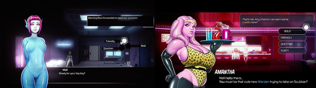 GladiusWriting's tweet photo. For #wipwednesday I figured we'd take a look our update for #Arenus Dialogue. New approach = small buttons with theme text. Hovering over the options gives you the full text. Pretty pumped for how the game is evolving. Follow us here or on our #Steam page. https://t.co/cVPvDkdIXZ https://t.co/Rfn3phuhUo