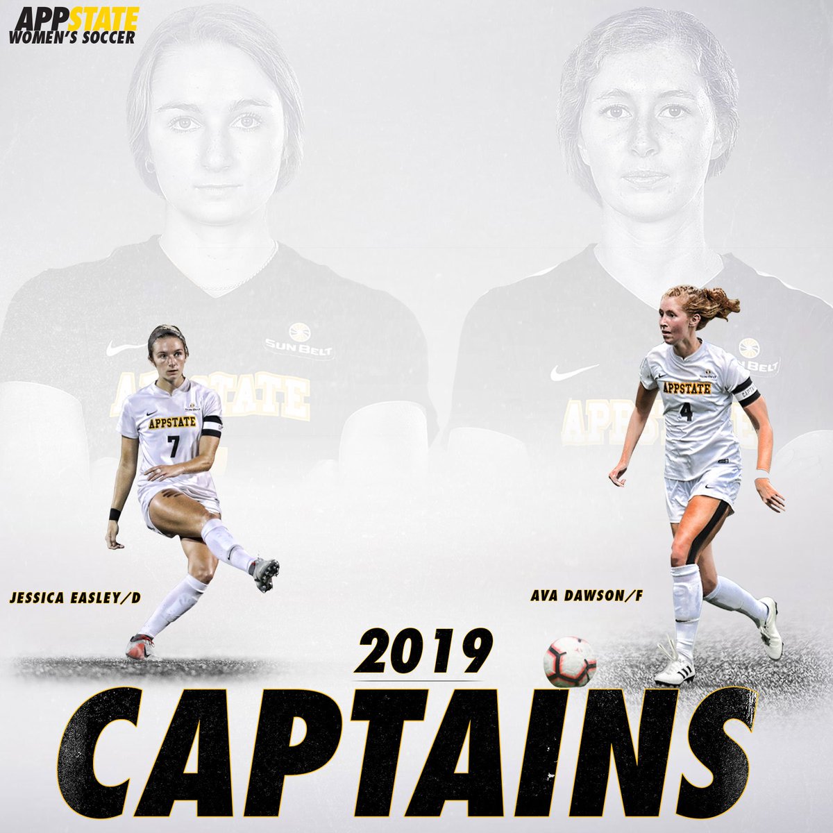 appstatewsoccer's tweet photo. Congratulations are in order for @avaadawson and @EasleyJessica on being named captains in 2019! 

➡️ https://t.co/tCD7bd5Vjf https://t.co/M5WP4vtwY7