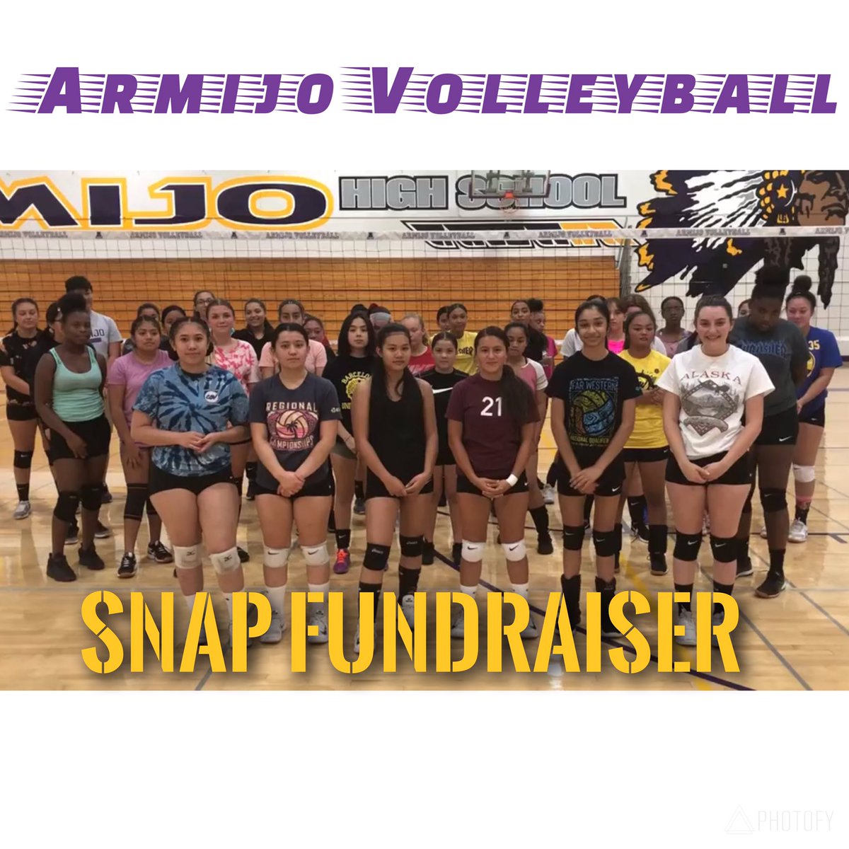ArmijoVBall's tweet photo. Armijo HS Volleyball Snap fundraiser is going on now. Please click on the link below to donate and share. Every little bit helps! #Armijo  #studentathletes #supportgirlssports https://t.co/uzofBcm5VY https://t.co/JxNJHfa3np