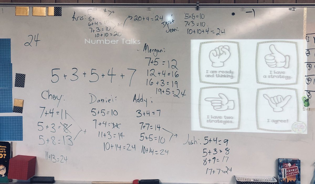 mack_class's tweet photo. Don’t mind the handwriting; mind the math! #numbertalks @OCRoadrunners #oneproblem7ways #morethanonewaytosolveaproblem https://t.co/fWyZf3kP1S