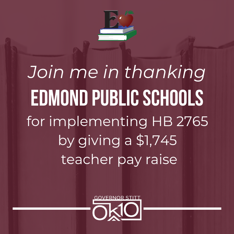 GovStitt's tweet photo. Today’s next highlight is of @EdmondSchools, which implemented a $1,700+ pay increase going into this school year! Thank you Edmond for prioritizing new state tax dollars towards the classroom! #OklaProud #Oklaed

https://t.co/EBMHdT7RtU https://t.co/xRfP1sr8BB