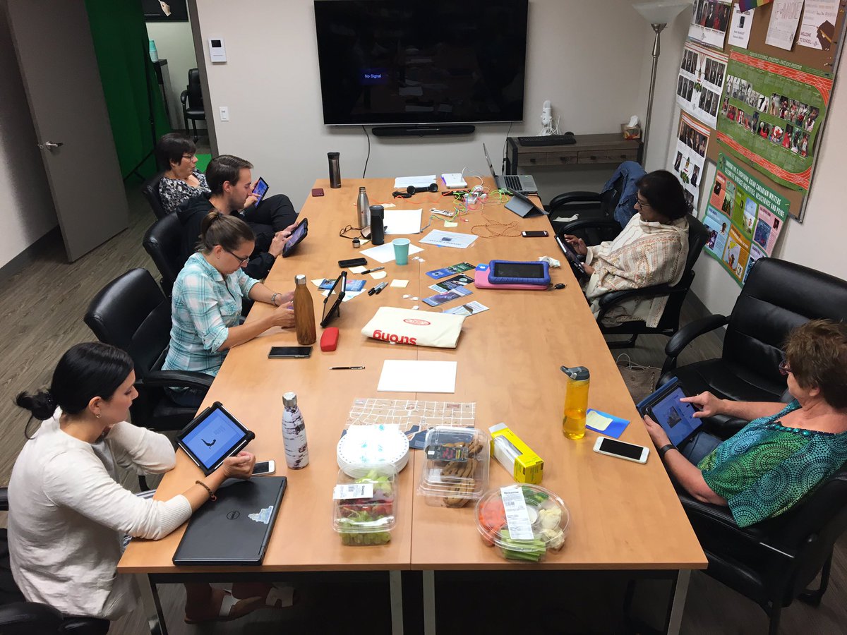 mstewart_edu's tweet photo. It was very quiet while @s_warren91 @Mel_Corby @Danielle_M8941 @susanmckoy4 @MrsSandhu1 were creating their first iBook using Book Creator.  🤔💡How might you use this app for this school year? Share/Tweet your ideas #ETFOsa2019 #edtech https://t.co/sV6loz4iE4