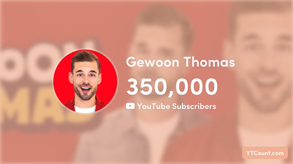 YTCount (@ytcount) on Twitter photo <a href="/Thomasgrinsven/">Thomas van Grinsven</a> Gefeliciteerd Thomas! Je bent zojuist de 350,000 abonnees op #YouTube gepasseerd. ✨
→ ytcount.com/nl/web/Thomasg… <a href="/Thomasgrinsven/">Thomas van Grinsven</a> Gefeliciteerd Thomas! Je bent zojuist de 350,000 abonnees op #YouTube gepasseerd. ✨
→ ytcount.com/nl/web/Thomasg…