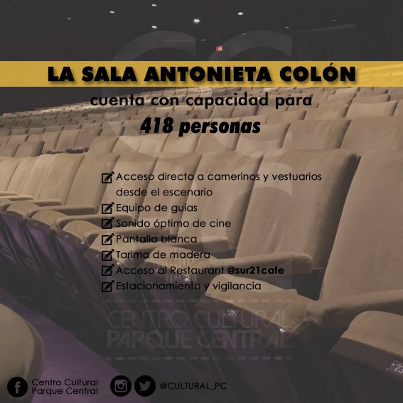 #venezuela #ccs #alquiler #conferencia #cultura 

Envianos tus propuestas al correo culturalparquecentral@gmail.com o comunicate 02125728165 / 04127624001