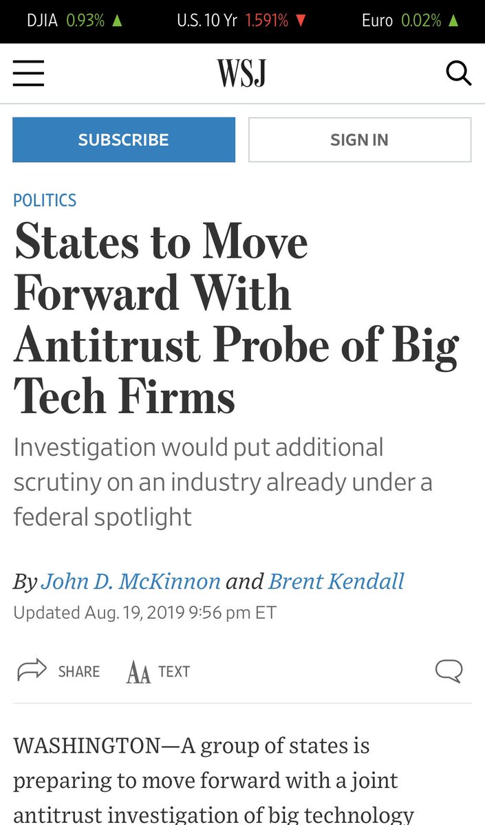 States move forward with Anti trust of Big Tech?You don’t say... OPEN THIS THREAD. Anons know.  https://www.wsj.com/articles/attorneys-general-to-move-forward-with-antitrust-probe-of-big-tech-11566247753