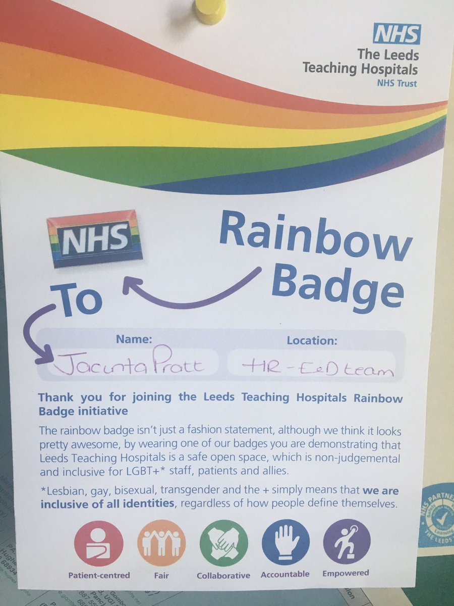 I’ve signed the pledge! Treating LGBT staff & patients with care, compassion & respect 🏳️‍🌈@RainbowNHSBadge @LeedsHospitals #TheLeedsWay #supportinginclusivity