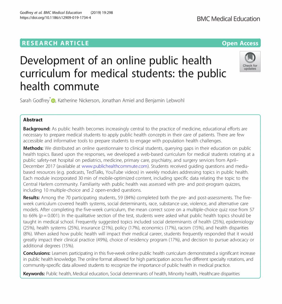 ATSMedEd's tweet photo. Medical student participation in an online public health curriculum ⬆️ knowledge &amp; awareness of the importance of public health in medical practice. #MedEd #PopulationHealth 

https://t.co/hiRtzLnijh https://t.co/W2OFJ4bUlK