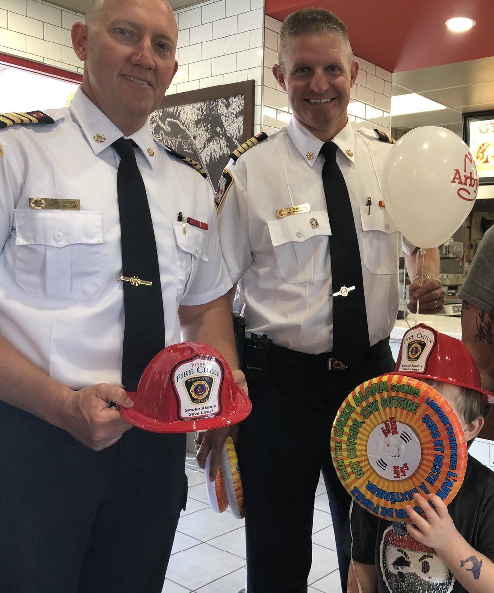 Cryaneddie's tweet photo. Congrats @Arbys in @PortHopeInfo on your #GrandRe-Opening in #PortHope. @PortHopeFire was happy to be a part of your festivities. It was so kind of you to use today as a fundraiser for a local family who need a little assistance. Congrats Shannon on continuing to #giveback. #fire https://t.co/W5Ex0lbEvj
