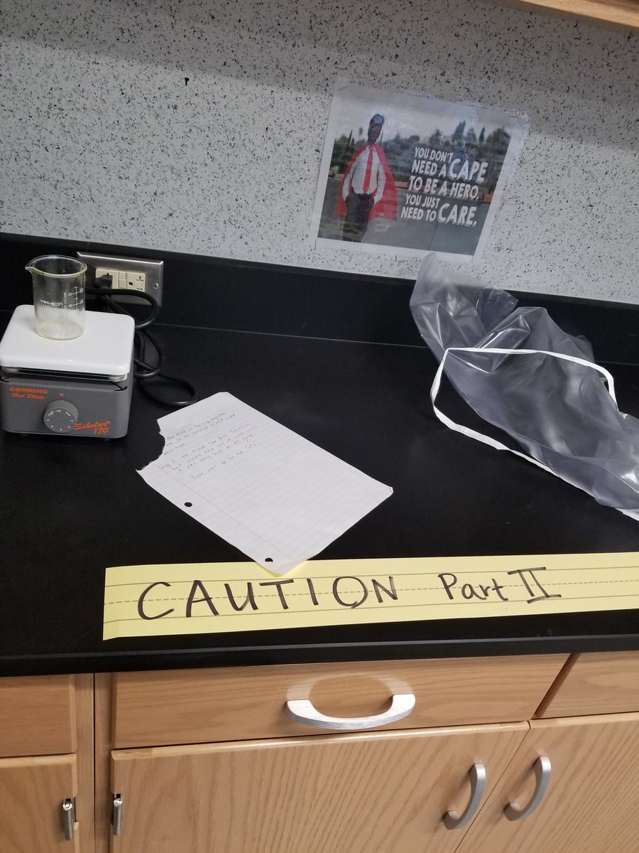 mrssylb's tweet photo. Students inferring what went wrong in the lab. Safety in science. @MeadJaguars #MeadScience https://t.co/fRy3p4WOQ7