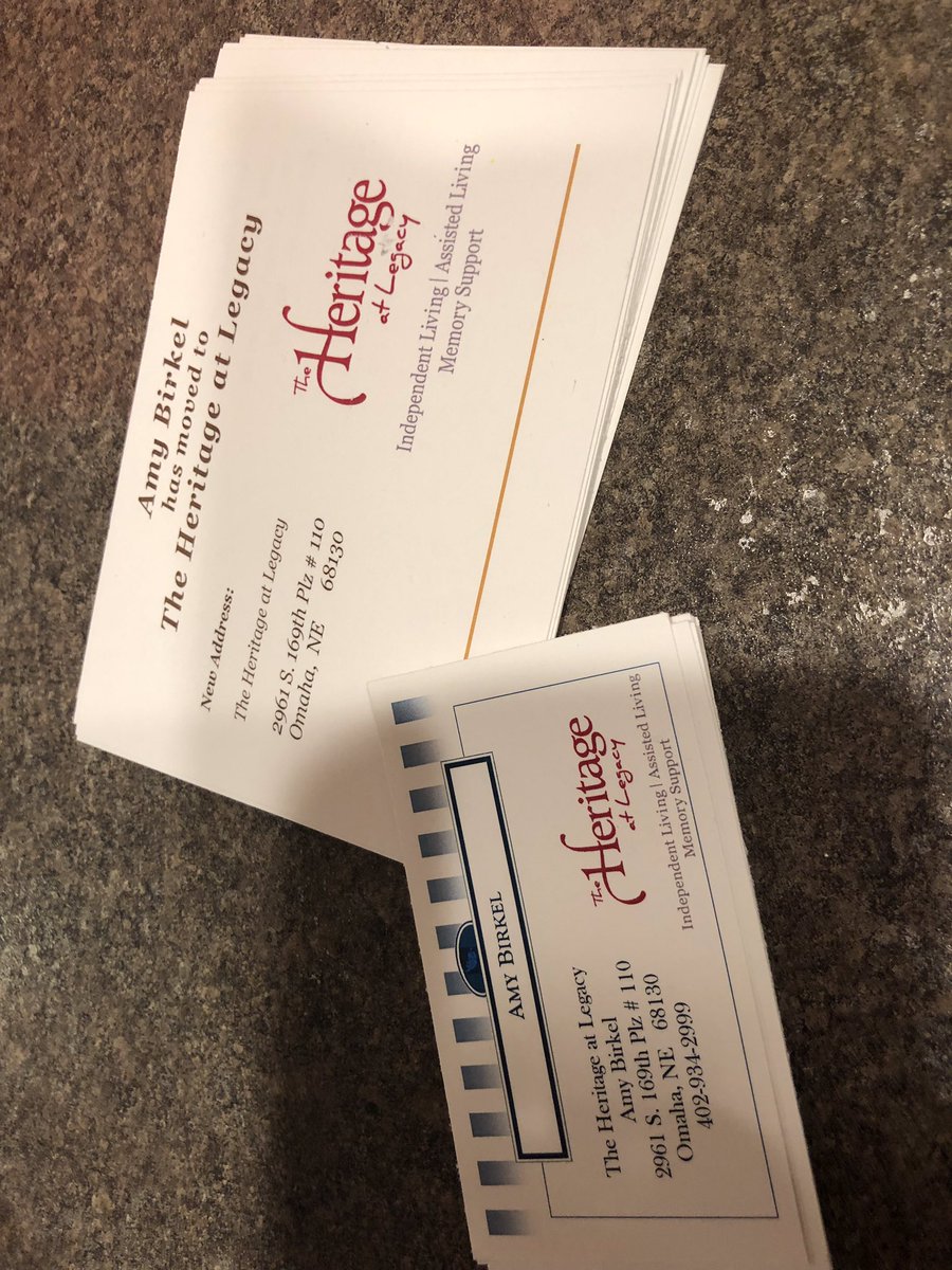 HC_LivingBetter's tweet photo. COO, Amy Birkel, received new business cards with her temporary new address. Nice touch Legacy! Here goes Day 5! 
#13firstdays https://t.co/WlS3QzkLuL