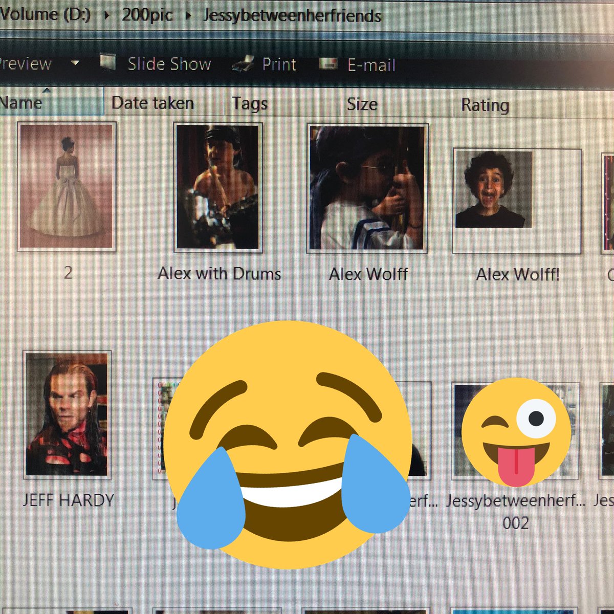 going through an old hard drive and tell me why I have photos saved of Alex Wolff & Jeff hardy dnsknesksk https://t.co/SXJyaSM6y1