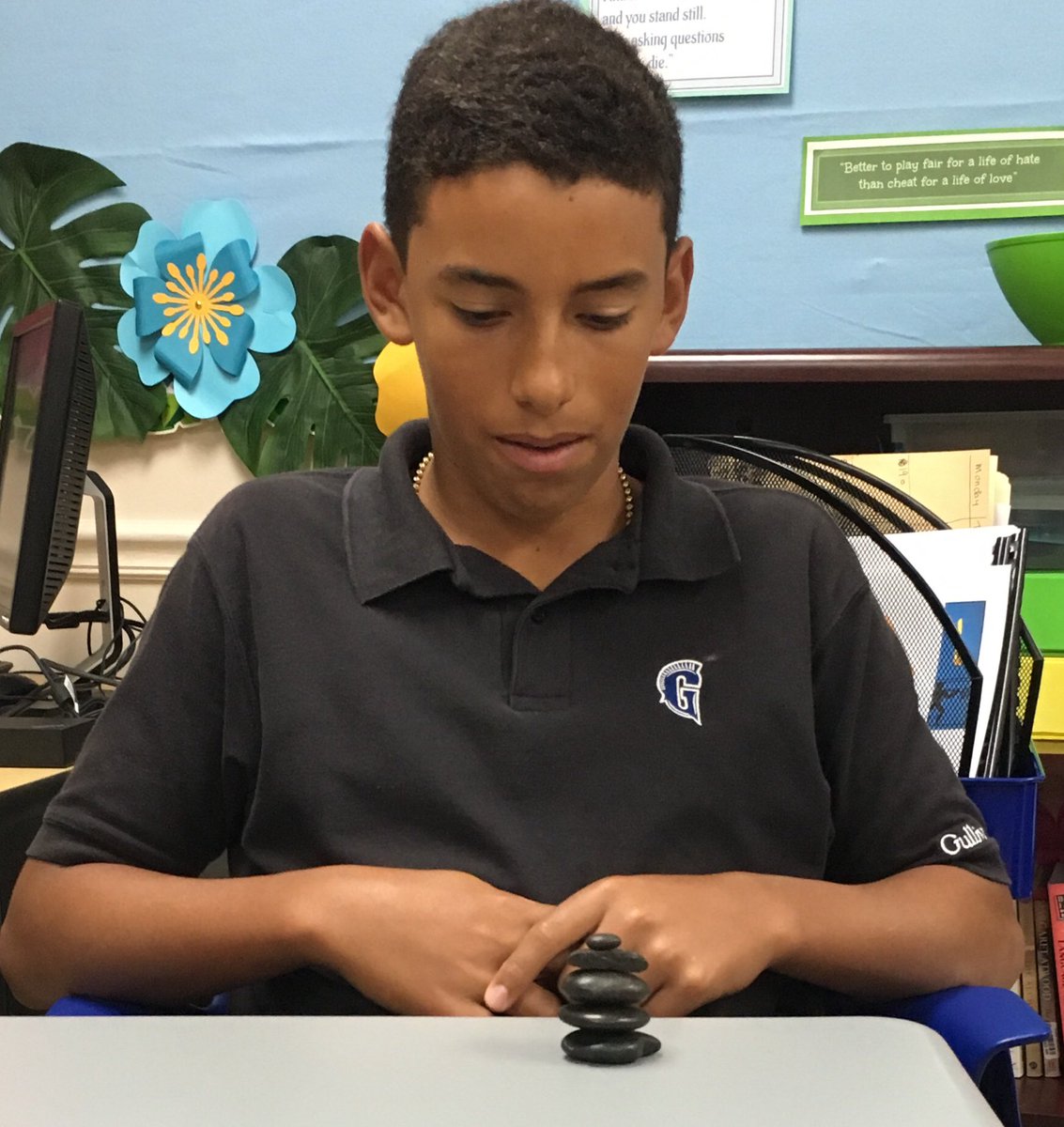 Mindful stone stacking in English #breathe #gslearning