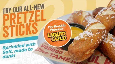 WingZone_Hamptn's tweet photo. All-New Hot Pretzel Sticks! 
Now Available Wing Zone 
Made to Dunk, and Served with our Liquid Gold flavor!
#HamptonRoads #hamptonva #doordash #UberEATS https://t.co/r7p1caU4D6 https://t.co/6ghBMPspEm