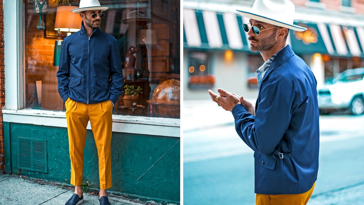 bluecollarprep's tweet image. Colorblocking with my yellow pants &amp;amp; my new navy Golfer Jacket from the @grenfell1923 X @BarneysNY collection! The quality on this all-weather jacket is amazing and I'm loving the metal side adjustments to help cinch it a bit to fit me perfectly👌#barneys #Mensfashion #mens