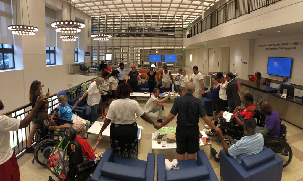 PPEHRCorg's tweet photo. Support Philly #LibraryTakeover! @CheriHonkala & her son @likemark were homeless & occupied houses. Mark now makes #realitycinema. Hollywood made @ThePublicFilm about a library takeover.. Now we are taking over a library! Art imitates life imitates art! #LivesOverLuxury https://t.co/jBXP3wqgQP